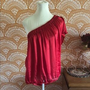 Charlotte Russe Vibrant Red One-Shoulder Blouse